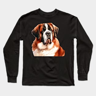 Saint Bernhardog Watercolor Painting - Beautiful Dog Long Sleeve T-Shirt